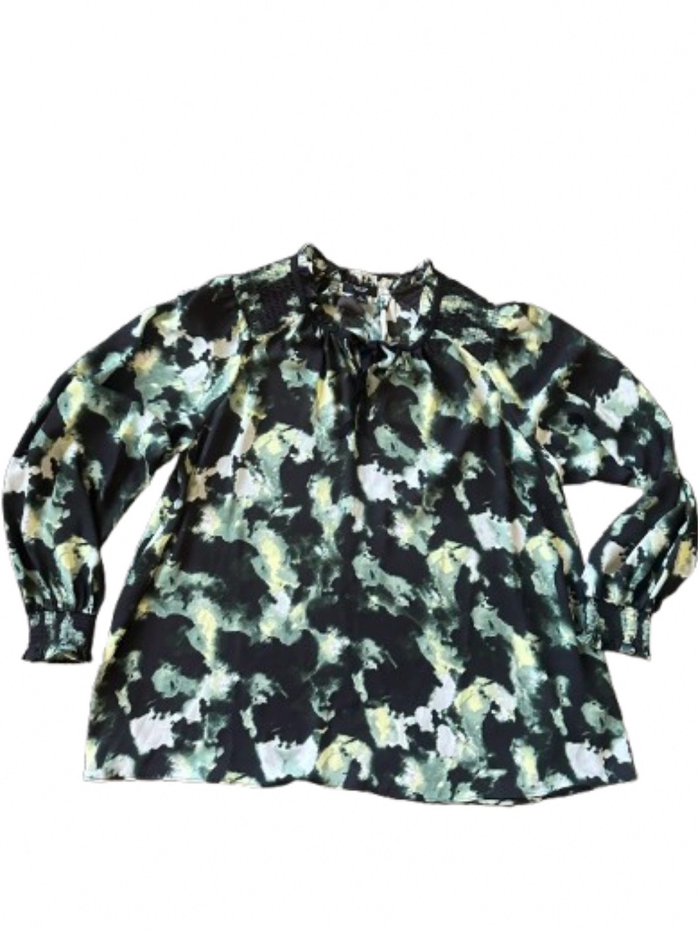 Simply Vera Vera Wang Green Watercolor Tie-Neck Blouse - Picture 9 of 9